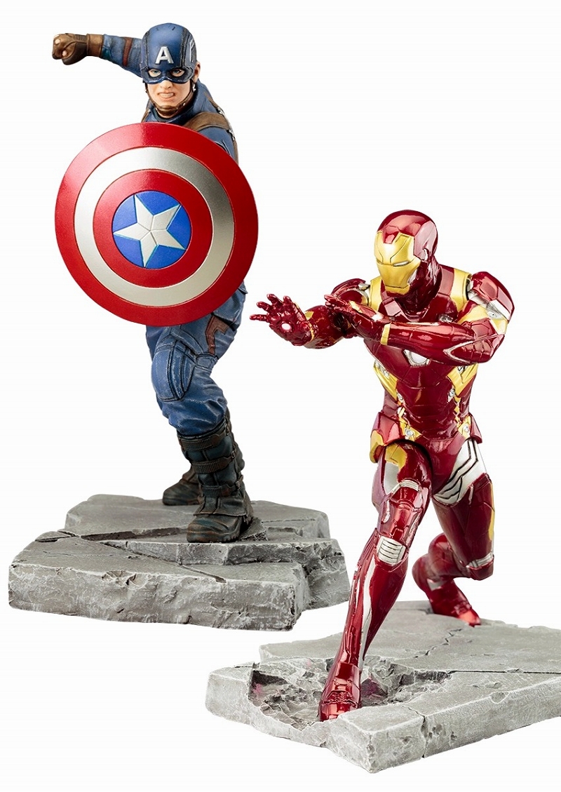 【送料無料】ARTFX+/ シビル・ウォー キャプテン・アメリカ: キャプテン・アメリカ vs アイアンマン・マーク46 1/10 PVCスタチュー 2種セット - イメージ画像1