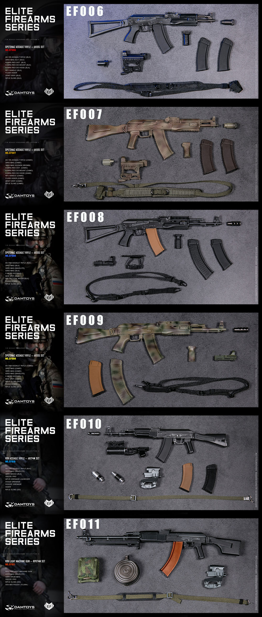 エリートファイヤーアームズ2/ スペツナズ アサルト ライフル AK105 ブラック 1/6 セット EF006 - イメージ画像8