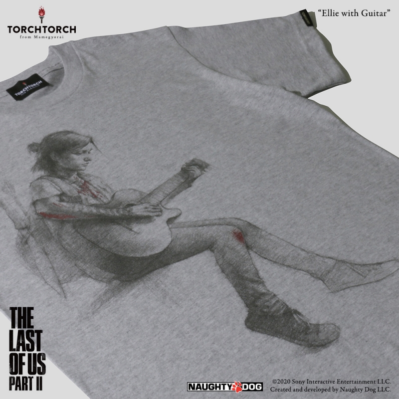 THE LAST OF US PART II × TORCH TORCH/ エリー with ギター Tシャツ ヘザーグレー Sサイズ - イメージ画像2