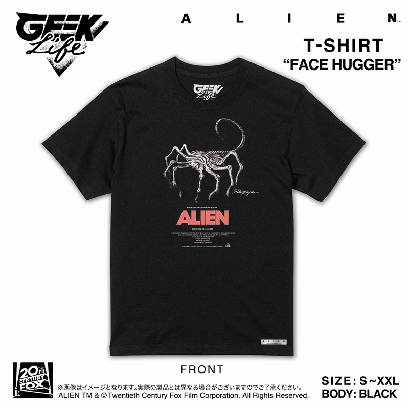 ALIEN artwork by Rockin' Jelly Bean/ エイリアン フェイスハガー Tシャツ ブラック サイズXXL - イメージ画像1