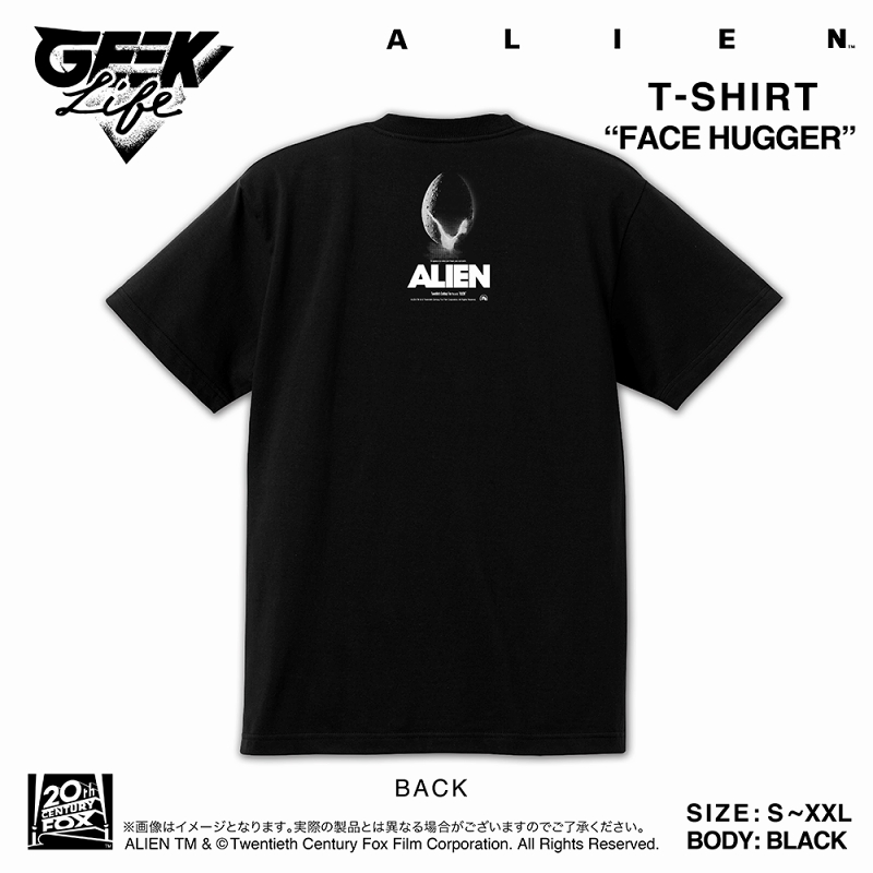 ALIEN artwork by Rockin' Jelly Bean/ エイリアン フェイスハガー Tシャツ ブラック サイズXXL - イメージ画像2