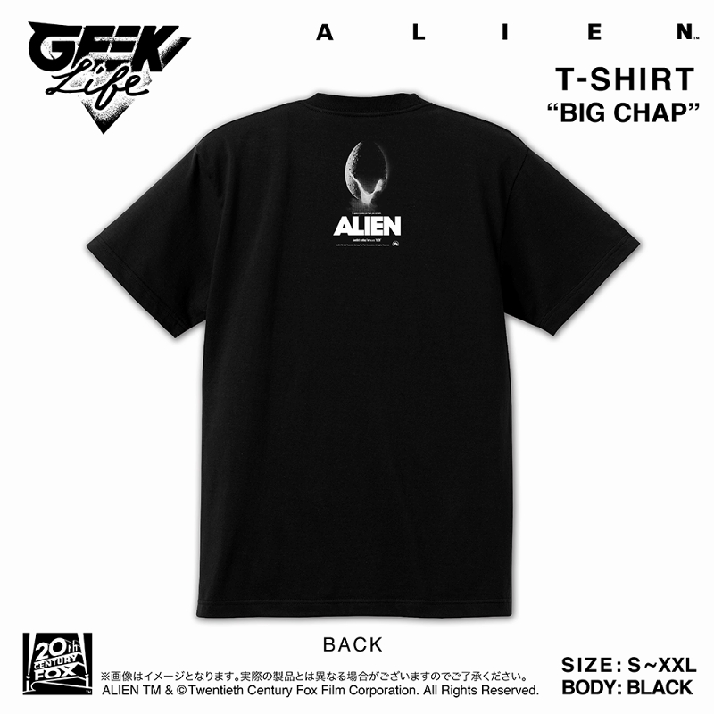 ALIEN artwork by Rockin' Jelly Bean/ エイリアン ビッグチャップ Tシャツ ブラック サイズS - イメージ画像2