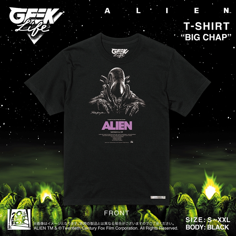 ALIEN artwork by Rockin' Jelly Bean/ エイリアン ビッグチャップ Tシャツ ブラック サイズL - イメージ画像3