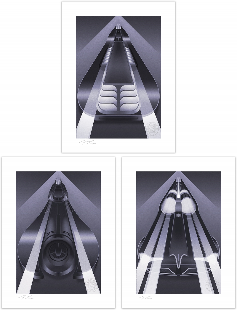 BATMAN バットモービル by ファブレッドクリエイティブ ミニ アートプリント 3枚セット - イメージ画像1