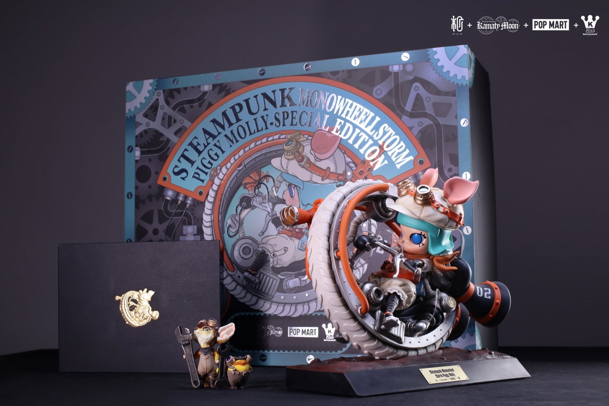 【国内限定流通/特典付属】Steampunk Monowheell Storm Piggy Molly by 鎌田光司 x Kenny Wong スタチュー - イメージ画像9