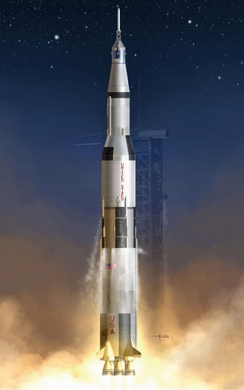 【再生産】アポロ11号 サターンV型ロケット 1/72 プラモデルキット 