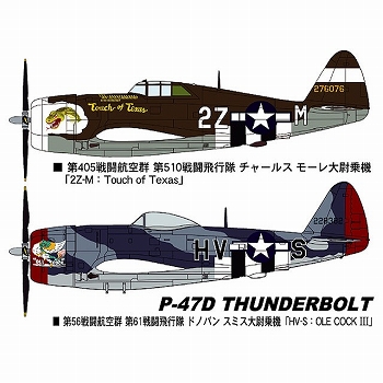 P-47D サンダーボルト レザーバック/バブルトップ オーバーロード作戦 2機セット 1/72 プラモデルキット 02099 