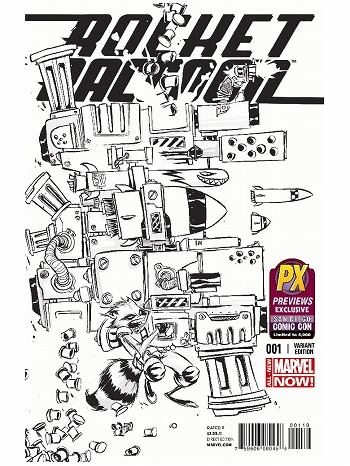 【SDCC2014 コミコン限定】ロケットラクーン #1 スコッティ・ヤング ブラック＆ホワイト バリアント