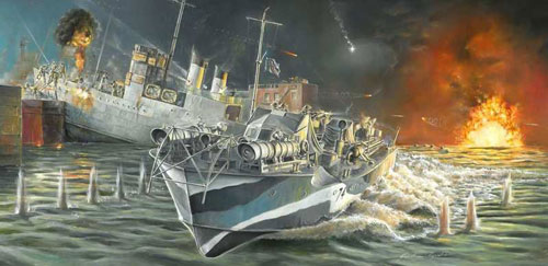 イタレリ/ イギリス海軍 魚雷艇 ボスパー サン・ナゼール強襲 エッチングパーツ付 1/35 プラモデルキット MTB74