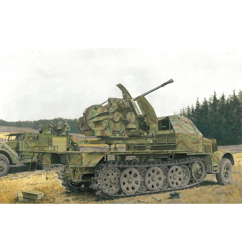 【再入荷】ドイツ軍 Sd.Kfz.7/2 装甲8tハーフトラック 3.7cm対空機関砲FlaK43搭載型 1/35 プラモデルキット CH6553