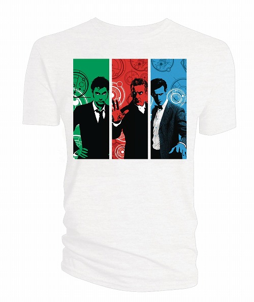 DOCTOR WHO RED GREEN BLUE DOCTORS PX WOMENS WHT T/S LG/ APR162411