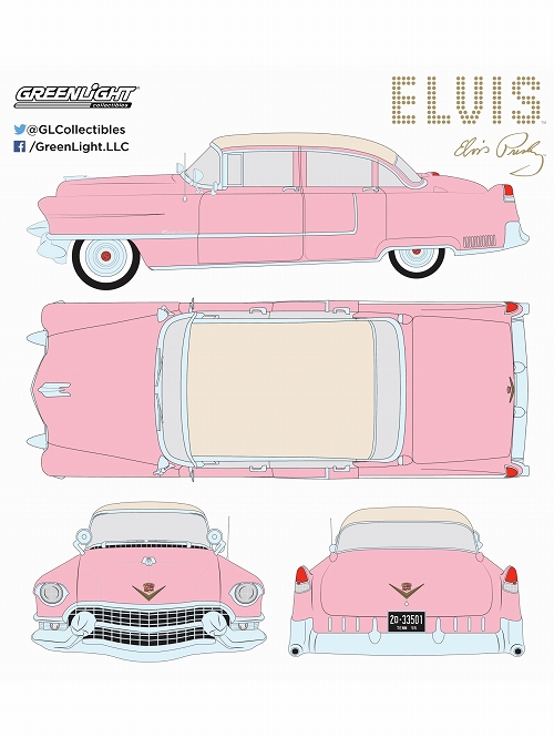 ハリウッドシリーズ/ エルビス･プレスリー 1955 キャディラック フリートウッド シリーズ60 ピンク キャディラック 1/43 86491