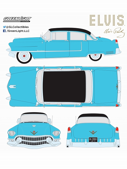 ハリウッドシリーズ/ エルビス･プレスリー 1955 キャディラック フリートウッド シリーズ60 ブルー キャディラック 1/43 86493