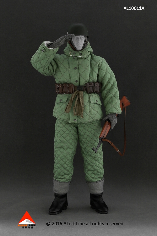 WWII ドイツ国防軍 落下傘兵 ダブルサイデッド コットンパデッド ジャケット スーツ グリーン 1/6 セット AL10011A - イメージ画像