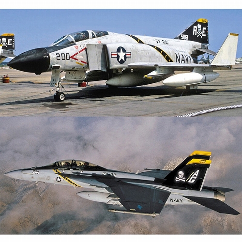 F-4J ファントムII＆F/A-18F スーパーホーネット ジョリー・ロジャース 1/72 プラモデルキット SP347