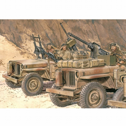 【再入荷】WW.II イギリス陸軍 SAS1/4トン 4x4 小型軍用車輌 重武装タイプ フィギュア2体付き 1/35 プラモデルキット CH6745