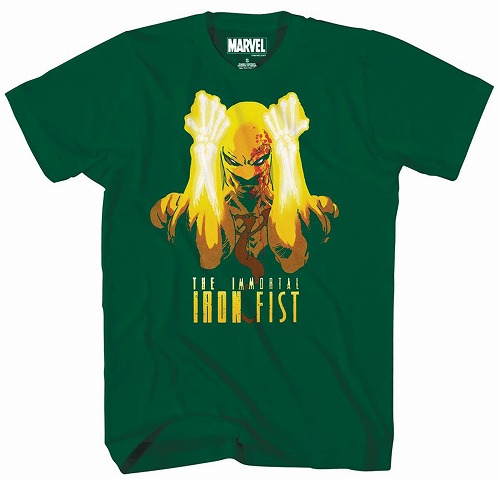 MARVEL FISTS A FLAME FOREST GREEN T/S LG/ MAY172312