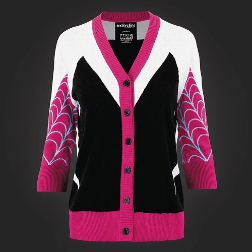 MARVEL I AM SPIDER-GWEN 3/4 SLEEVE CARDIGAN SWEATER MED/ MAY172380
