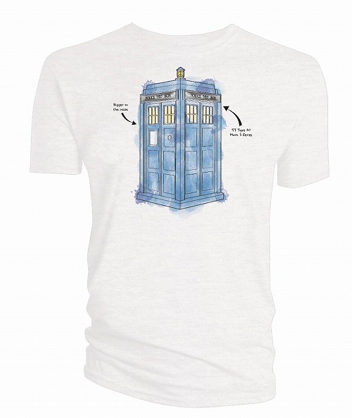 DOCTOR WHO WATERCOLOR TARDIS WHITE T/S MED/ MAY172438