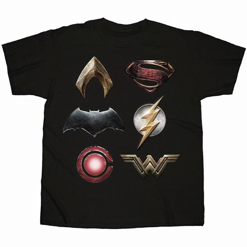 JUSTICE LEAGUE LOGOS STACKED BLACK T/S XXL/ SEP172435