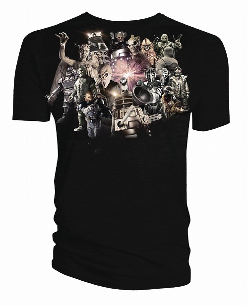 DR WHO MONSTERS MONTAGE PX BLACK T/S SM / JAN182221