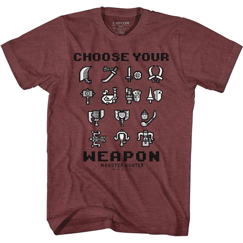 MONSTER HUNTER CHOOSE YOUR WEAPON MAROON T/S SM / JUL183226