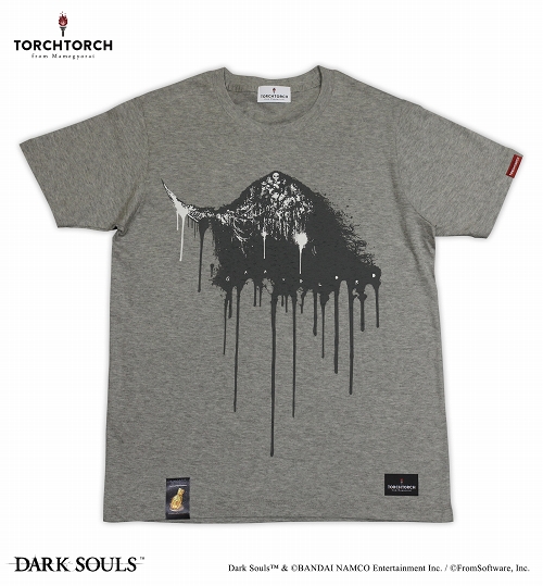 【再生産】ダークソウル × TORCH TORCH/ 墓王ニトのTシャツ: ヘザーグレー Sサイズ