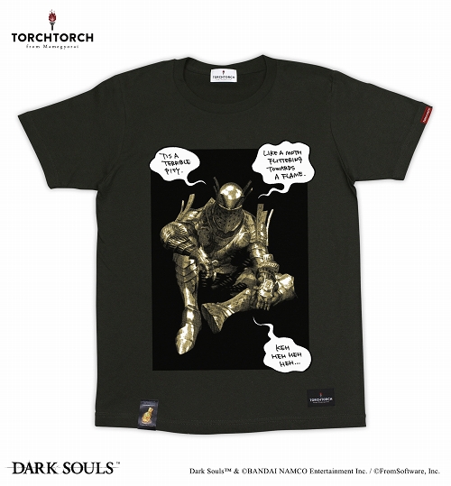 【再生産】ダークソウル × TORCH TORCH/ 女神の騎士ロートレクのTシャツ: インクブラック Sサイズ