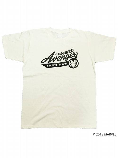 マーベルコミック/ アイアンマン カレッジロゴ Tシャツ MV-RS-1 ホワイト レディース サイズM
