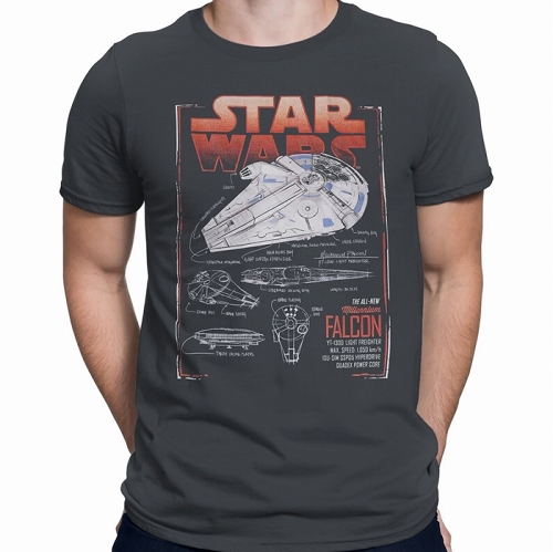 Star Wars Solo Falcon Schematics Men's T-Shirt US SIZE L
