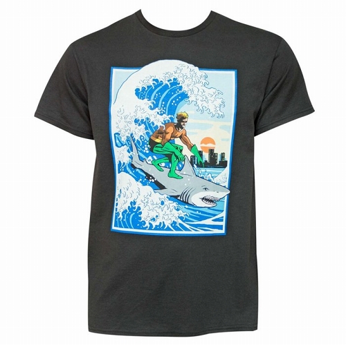 Aquaman Shark Surfing Men's T-Shirt US SIZE S