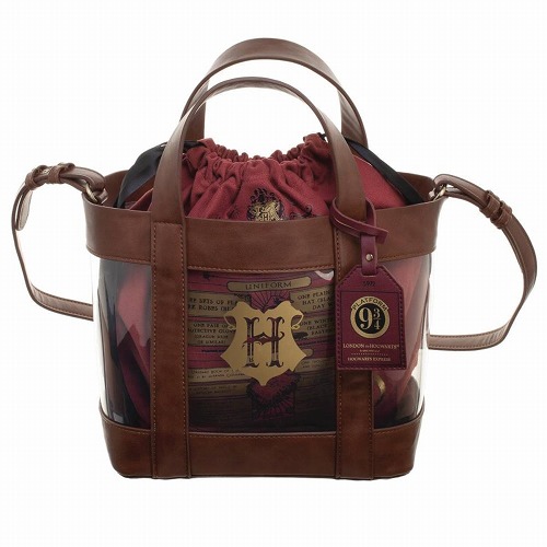 HARRY POTTER HOGWARTS CLEAR TOTE W/CINCH BAG / MAY193157