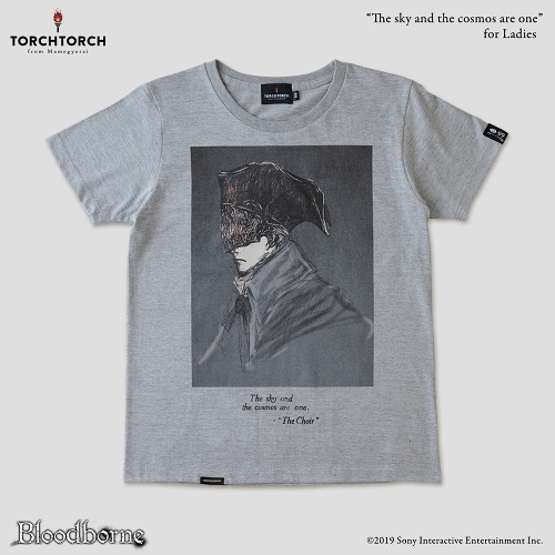 Bloodborne × TORCH TORCH/ Tシャツコレクション: 宇宙は空にある （ヘザーグレー レディース Lサイズ）