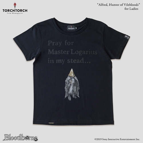 Bloodborne × TORCH TORCH/ Tシャツコレクション: 血族狩りアルフレート （ブラック レディース Mサイズ）