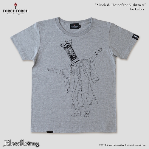 【9月入荷分】Bloodborne × TORCH TORCH/ Tシャツコレクション: 悪夢の主、ミコラーシュ （ヘザーグレー レディース Mサイズ）