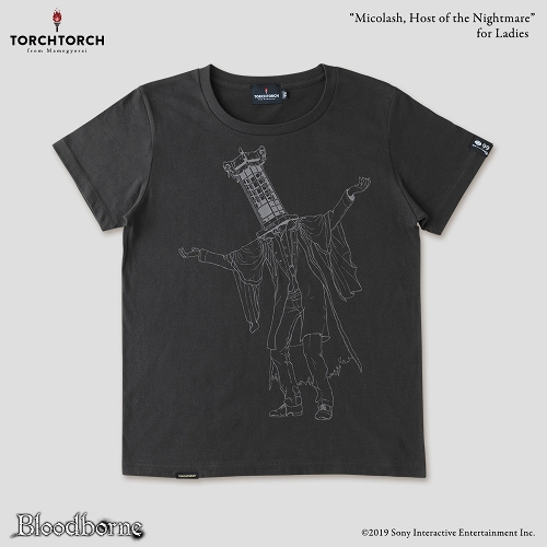 【9月入荷分】Bloodborne × TORCH TORCH/ Tシャツコレクション: 悪夢の主、ミコラーシュ （インクブラック レディース Mサイズ）
