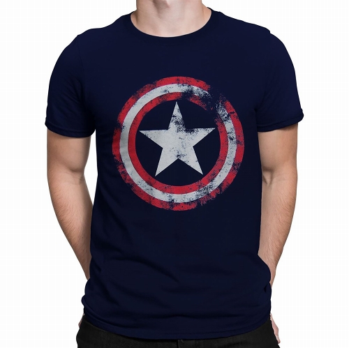 マーベルコミックス/ キャプテン・アメリカ ディストレスト・シールド Tシャツ US Sサイズ
