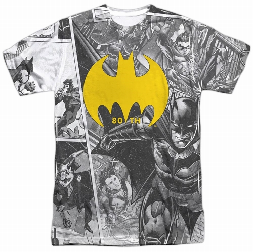 Batman 80th Logo Collage Sublimated Front and Back Print T-Shirt size S - イメージ画像