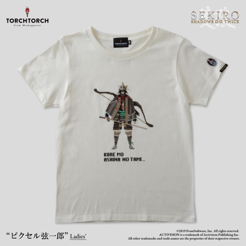 SEKIRO: SHADOWS DIE TWICE × TORCH TORCH/ Tシャツコレクション: ピクセル弦一郎 バニラホワイト レディース Mサイズ