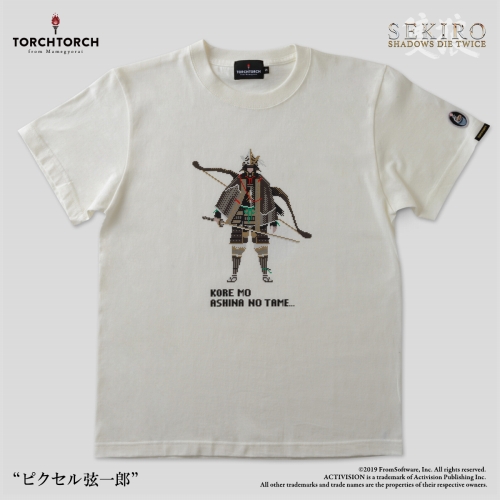 SEKIRO: SHADOWS DIE TWICE × TORCH TORCH/ Tシャツコレクション: ピクセル弦一郎 バニラホワイト Sサイズ