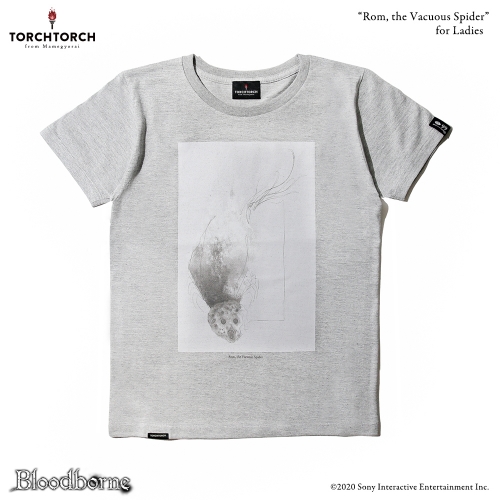 Bloodborne × TORCH TORCH/ Tシャツコレクション: 白痴の蜘蛛、ロマ ヘザーグレー レディース Mサイズ