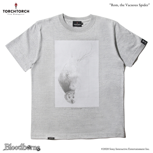 Bloodborne × TORCH TORCH/ Tシャツコレクション: 白痴の蜘蛛、ロマ ヘザーグレー Mサイズ