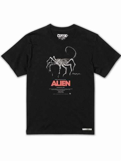 ALIEN artwork by Rockin' Jelly Bean/ エイリアン フェイスハガー Tシャツ ブラック サイズXXL - イメージ画像