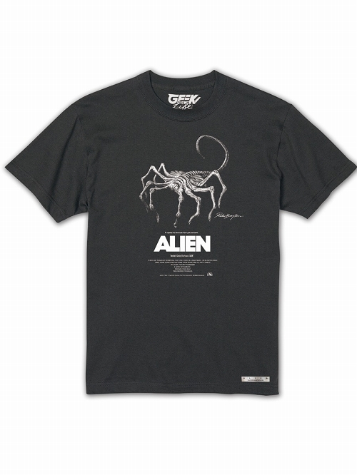 ALIEN artwork by Rockin' Jelly Bean/ エイリアン フェイスハガー Tシャツ インクブラック サイズS - イメージ画像