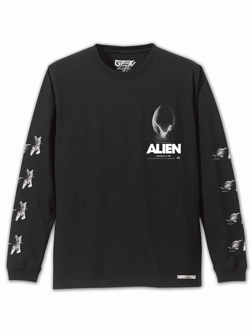 ALIEN artwork by Rockin' Jelly Bean/ エイリアンエッグ＆ジョーンズ ロングスリーブ Tシャツ ブラック サイズXL
