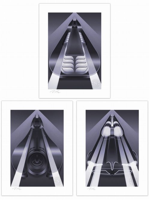 BATMAN バットモービル by ファブレッドクリエイティブ ミニ アートプリント 3枚セット