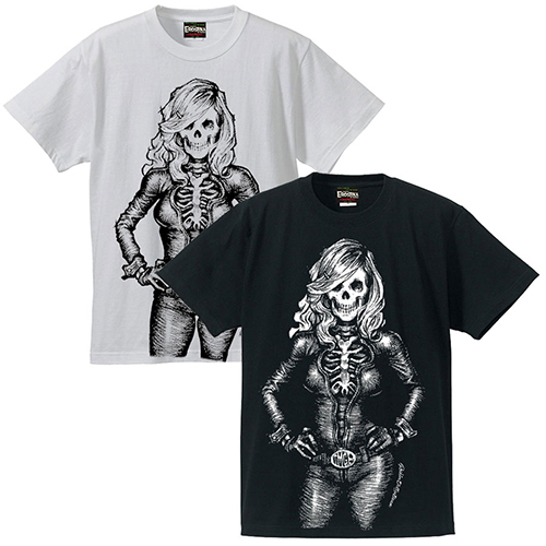 エロスティカ/ Skull Girl on a Motorcycle Tシャツ ブラック サイズL