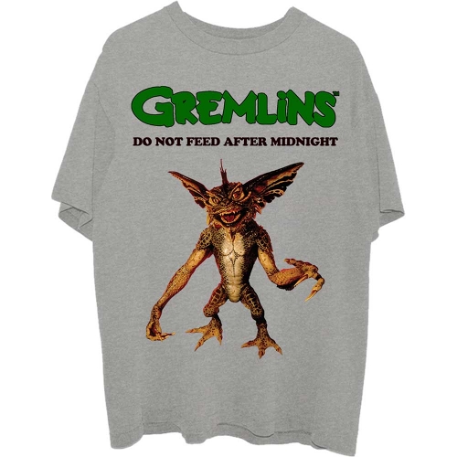 Gremlins （グレムリン）/ Stripe Do Not Feed Tシャツ （グレー）: UK Lサイズ （US Mサイズ） - イメージ画像