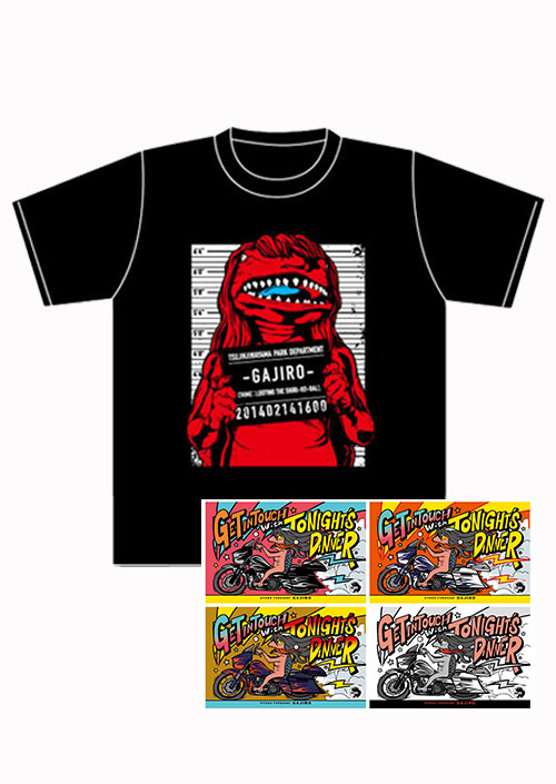 福崎町妖怪グッズシリーズ/ GAJIRO Tシャツ＆ステッカーセット 赤 Mサイズ