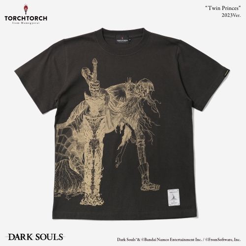 ダークソウル × TORCH TORCH/ 双王子ローリアンとロスリックのTシャツ 2023 ver インクブラック S - イメージ画像